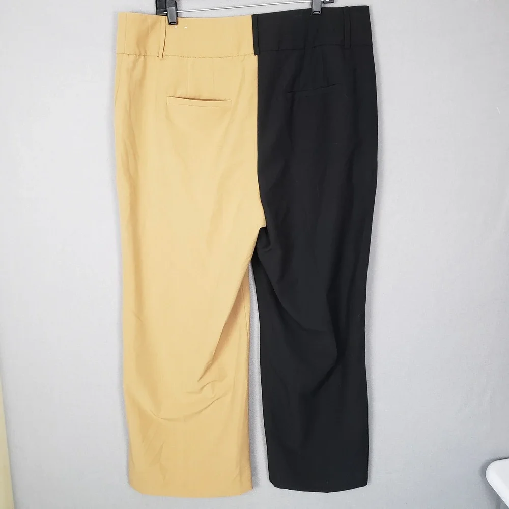 Lane Bryant Size 18S Two Tone Dress Pants‎ Black Gold Elevated Office Cocktail